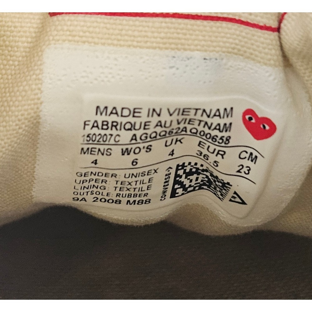 Converse x Comme Des Garcons Play Sneakers W6/M4 Off White 70 Low 150207C - Picture 9 of 11